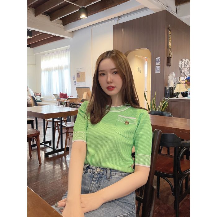 ITALIAN SODA KNIT TOP-GREEN