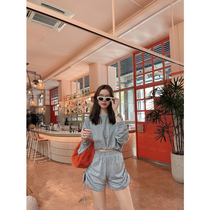 IRIS OVERSIZED CROP TOP & SHORTS SET-GREY