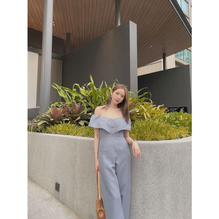 DOROTHY BUTTON OFF SHOULDER JUMPSUIT-CLOUD