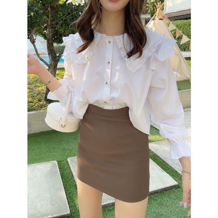 TORY BASIC MINI SKIRT-BROWN-S