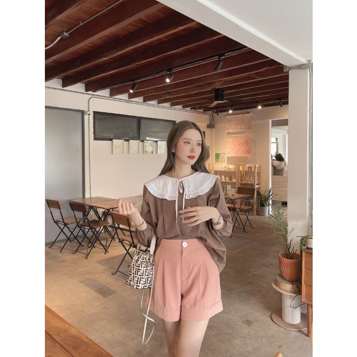 SMOOTH HIGH WAIST SHORTS-PEACH-M