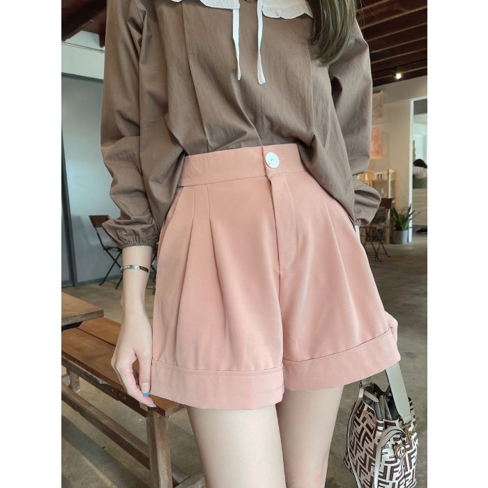 SMOOTH HIGH WAIST SHORTS-PEACH-S