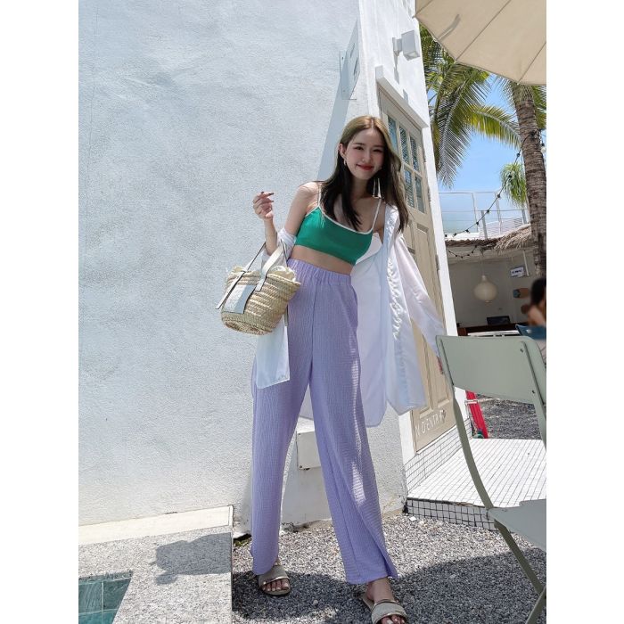 BEACH WAVE BASIC PANTS-LAVENDER