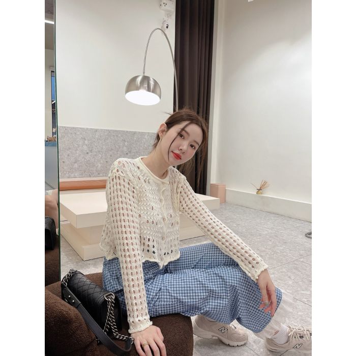 VANESSA CROCHET KNIT CARDIGAN-VANILLA