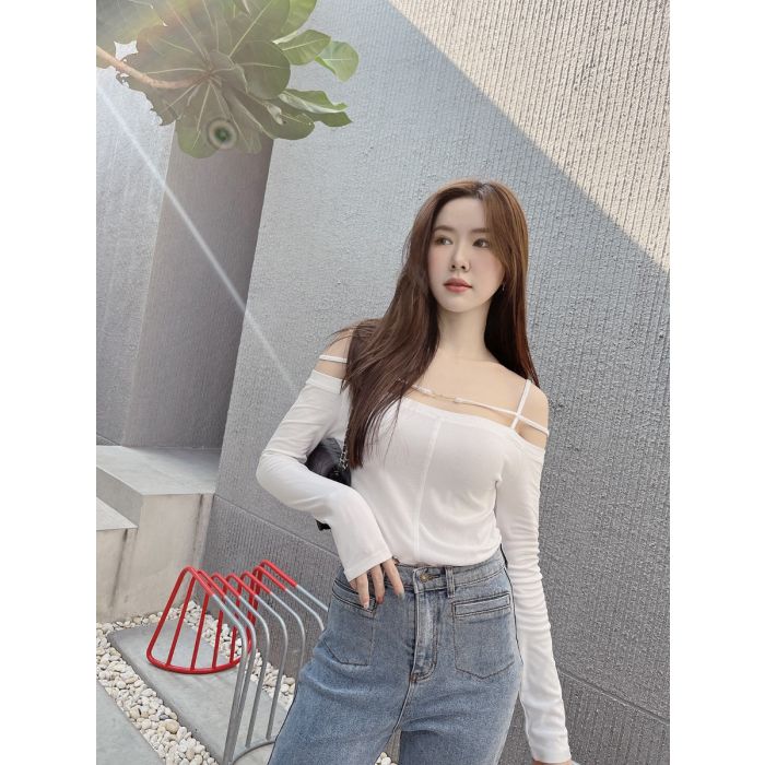 MELODY OFF SHOULDER JERSEY SINGET-WHITE