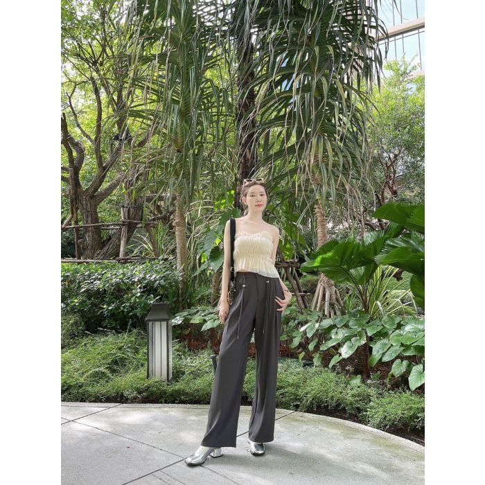 SUMMER ELASTICATED WAIST LOOSE PANTS-DARK GREY