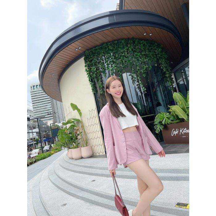 MILAN OVERSIZED BLAZER & SHORTS SET-PINK