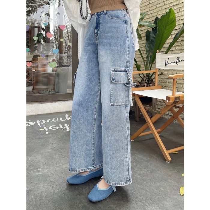 FIESTA BELTED CARGO DENIM PANTS-L