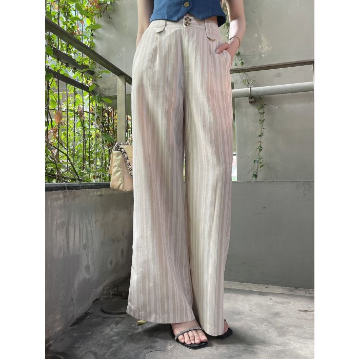 BUTTER STRIPED LINEN PANTS