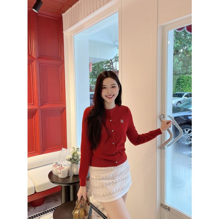 SLYQ KNIT CARDIGAN-RED