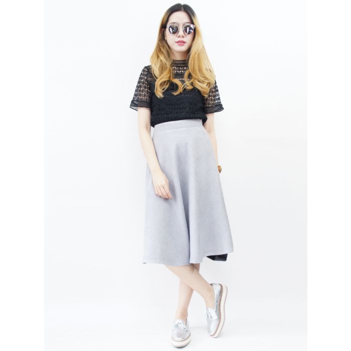 SPECIAL OFFER * CORDUROY CIRCLE SKIRT-GREY-L