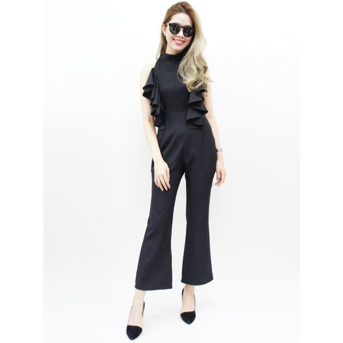 AVES RUFFLE JUMPSUIT-BLACK