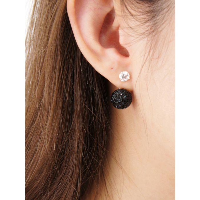 BLACK TRIBAL STUD EARRING WITH WHITE CZ