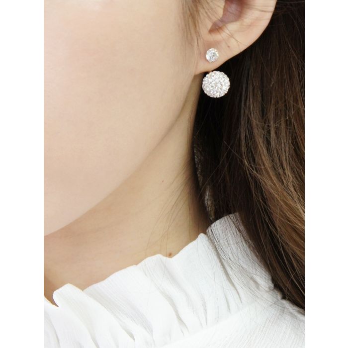 WHITE TRIBAL STUD EARRING WITH WHITE CZ