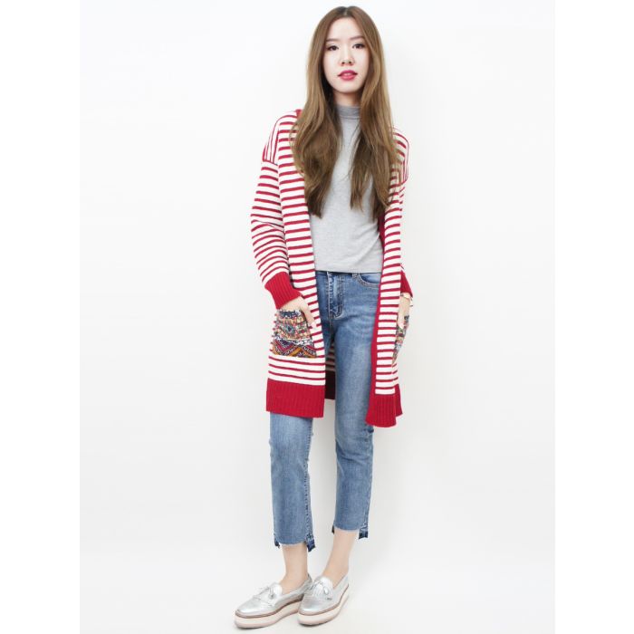 SPECIAL OFFER * SHIVER LONG KNIT CARDIGAN-RED