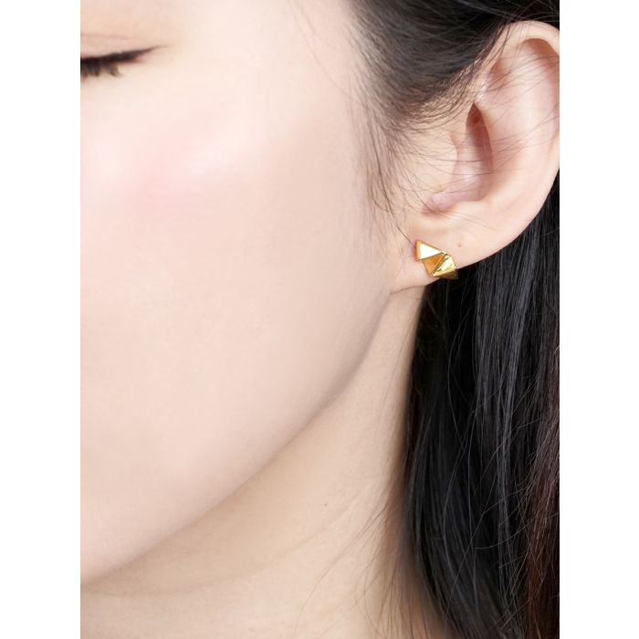 GEOCRINKLE SILVER STUD EARRINGS-GOLD