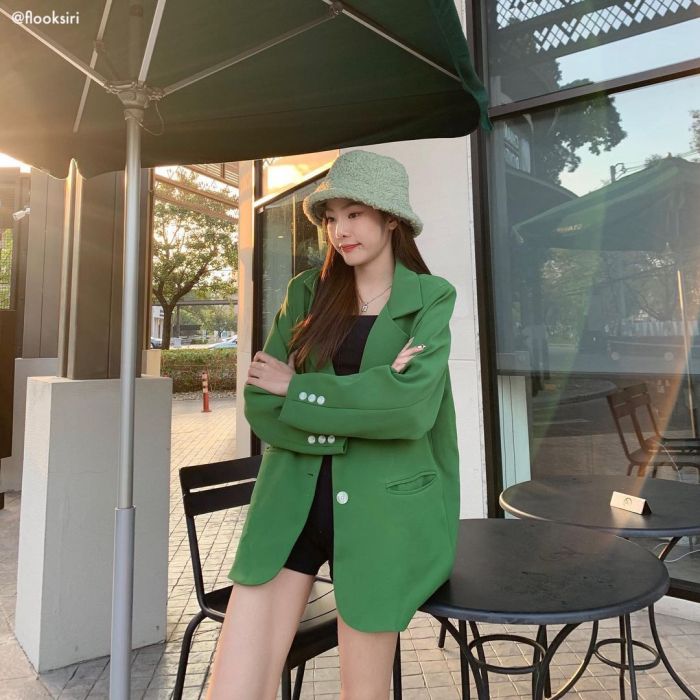 WINTER SUN OVERSIZED BLAZER-GREEN