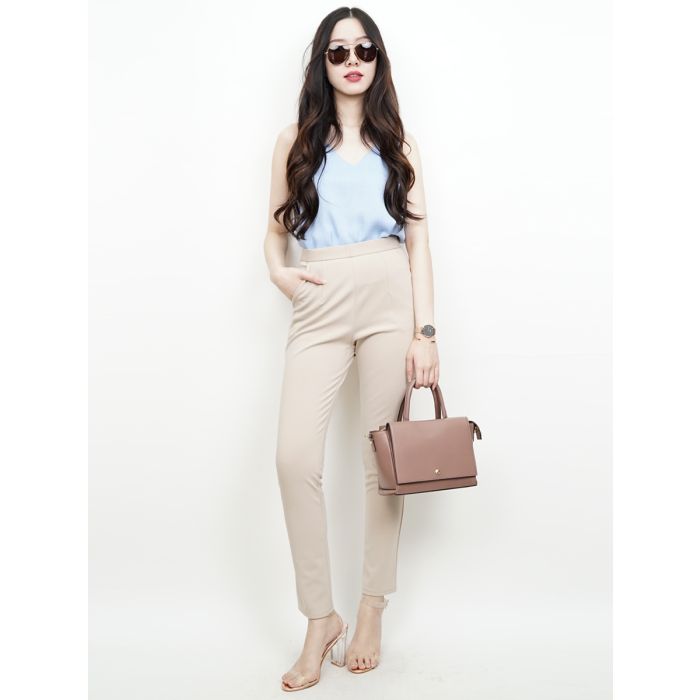 WANDA BASIC SKINNY PANTS-BEIGE-S