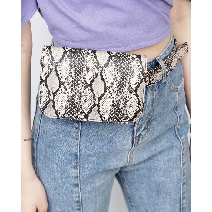 STONE PYTHON PRINT BELT BAG