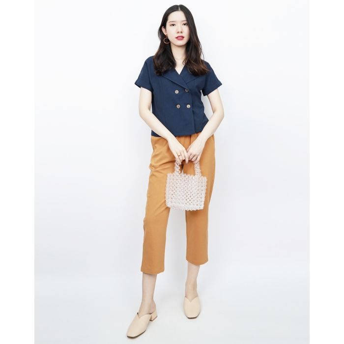 SEASIDE TIE WAIST LINEN PANTS-TAN