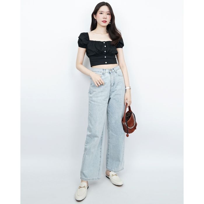 TERRA HIGH WAIST DENIM PANTS-SKY-L