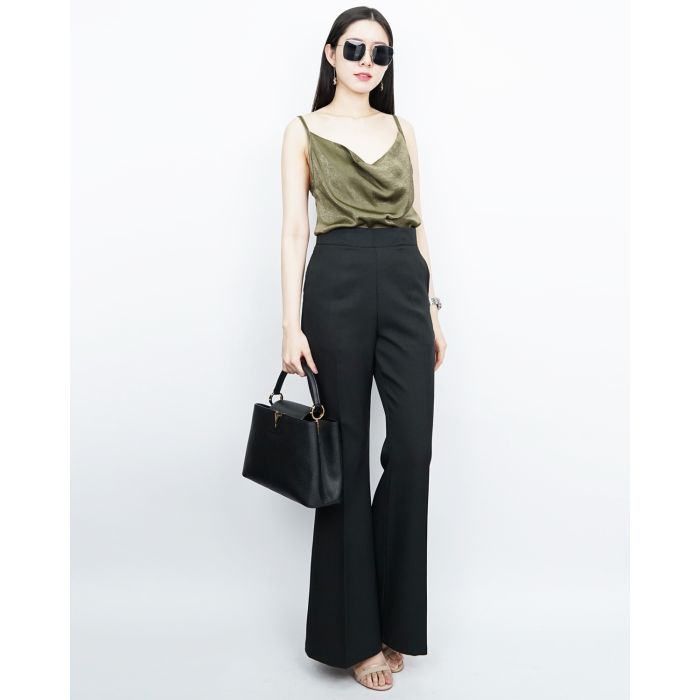 NIRA BASIC FLARE PANTS-BLACK-M