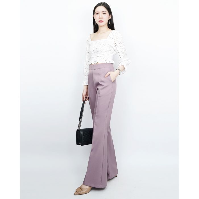 NIRA BASIC FLARE PANTS-GRAPE-M