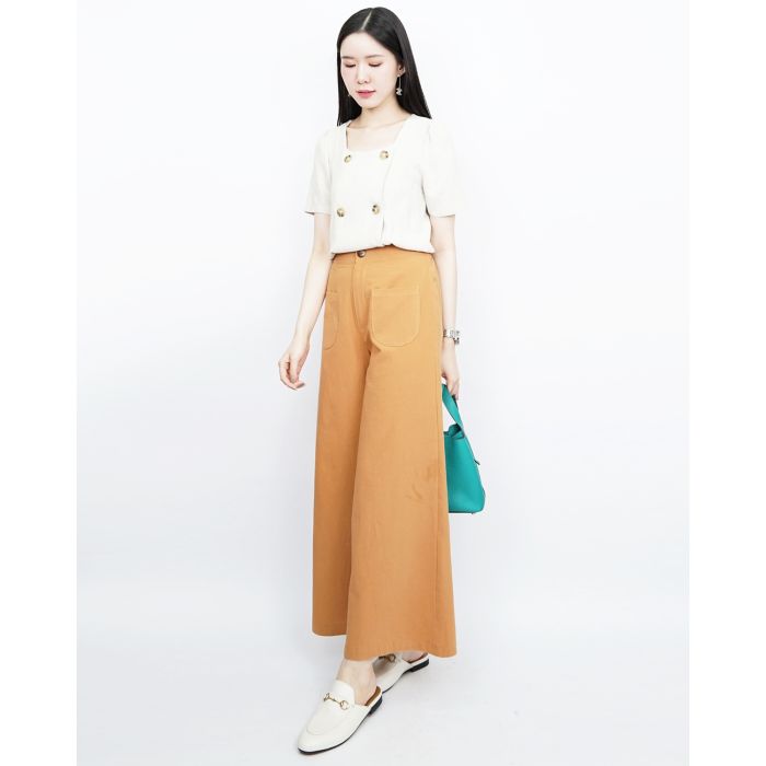 GRACIE WIDE LEG LINEN PANTS-TAN