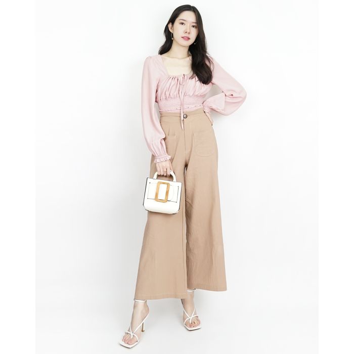 GRACIE WIDE LEG LINEN PANTS-KHAKI