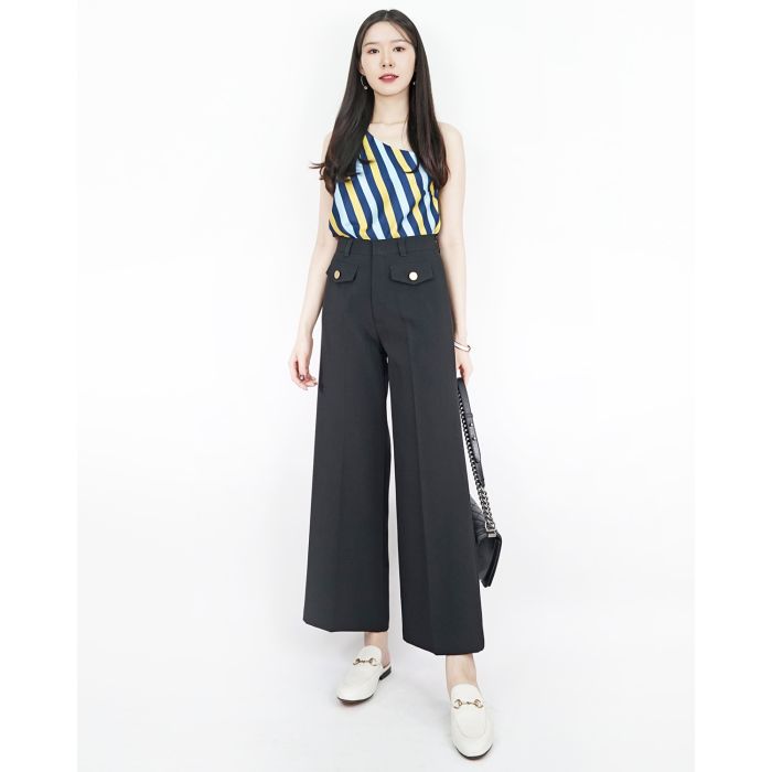 CARA GOLD BUTTON STRAIGHT PANTS