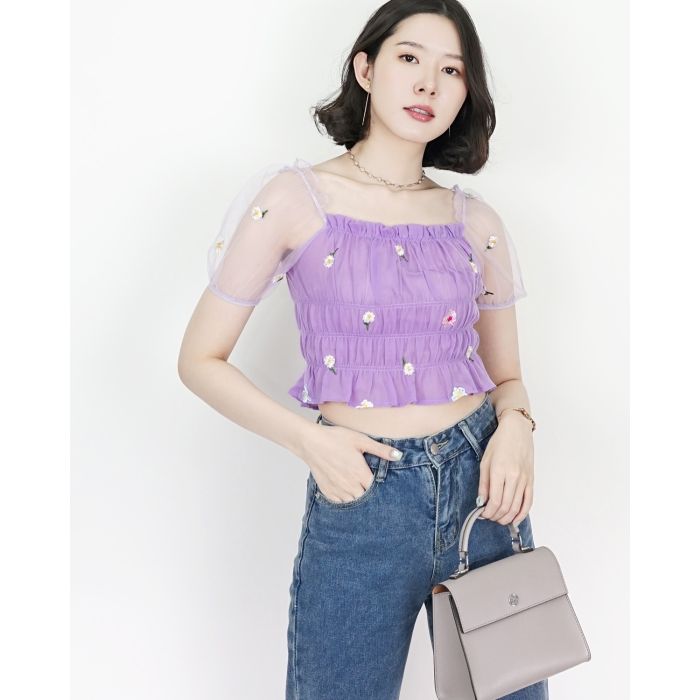 SPECIAL OFFER * PRIMROSE SEE THROUGH CROP TOP-PURPLE