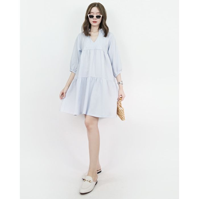 YURI STRIPED OVERSIZED DRESS-BLUE