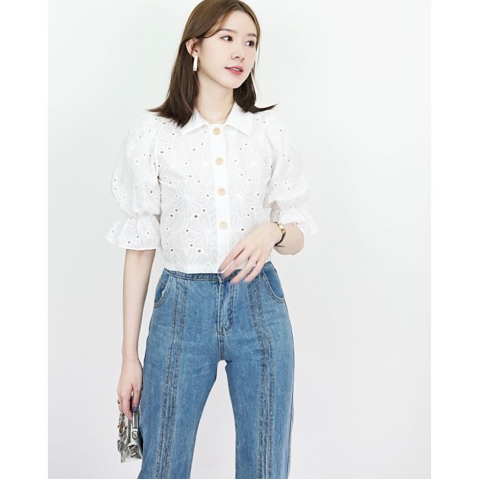 PANSY LACE CROP SHIRT