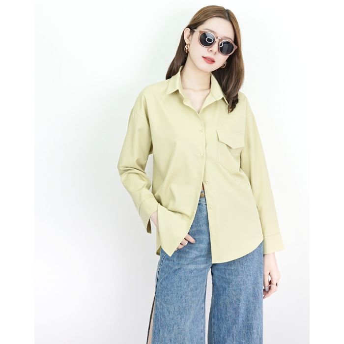 MODA BASIC OVERSIZED SHIRT-CUCUMBER