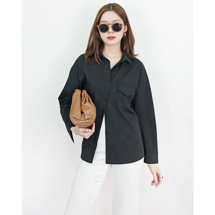 MODA BASIC OVERSIZED SHIRT-BLACK