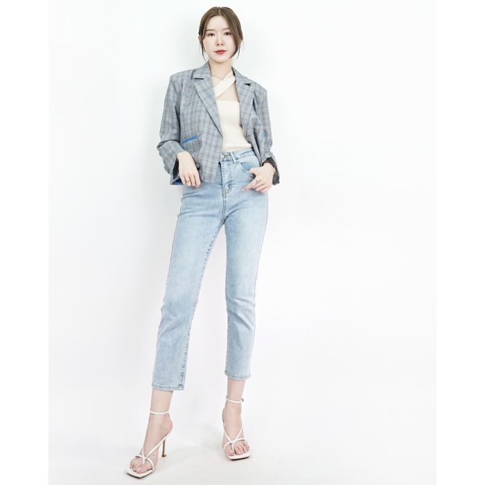 THEA SPLIT BACK DENIM PANTS-BLUE-XL