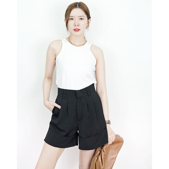 WISDA HIGH WAISTED SHORTS-BLACK-S