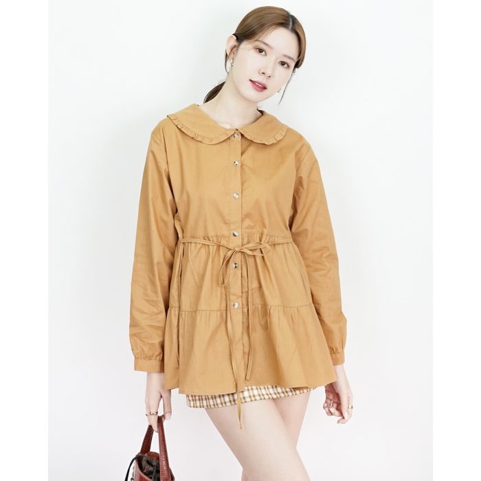 SERRA TIE WAIST COTTON TUNIC-TAN