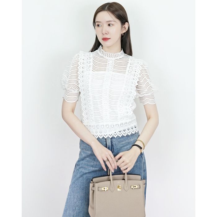 VIOLETTE CLASSY LACE BLOUSE-WHITE-L