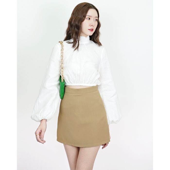 TORY BASIC MINI SKIRT-KHAKI-S