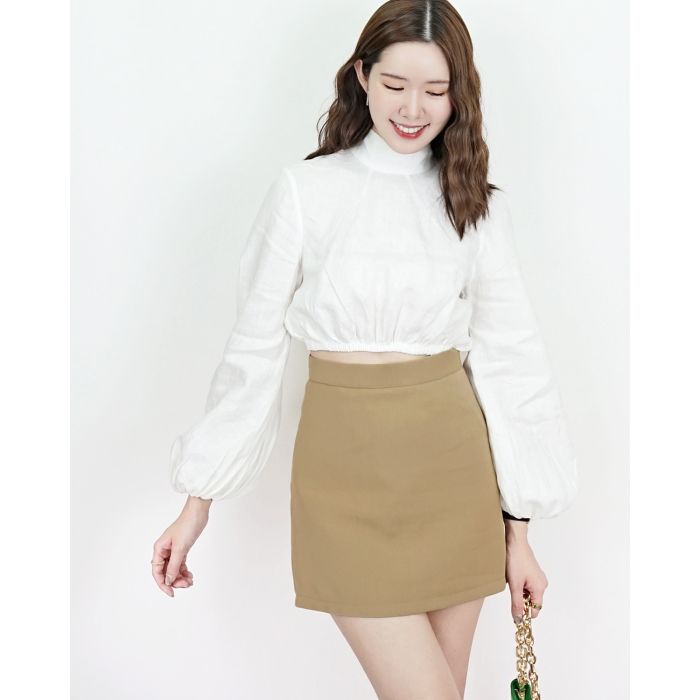 TORY BASIC MINI SKIRT-KHAKI-L