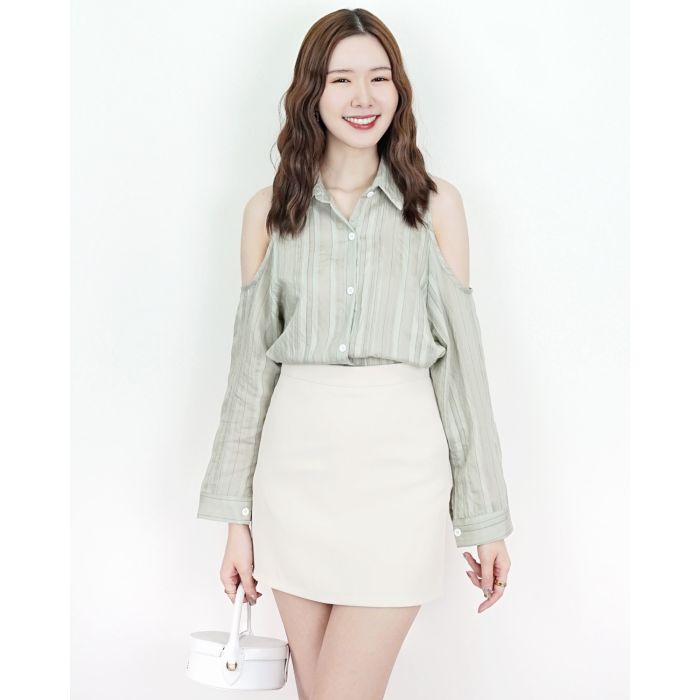 TORY BASIC MINI SKIRT-CREAM-S