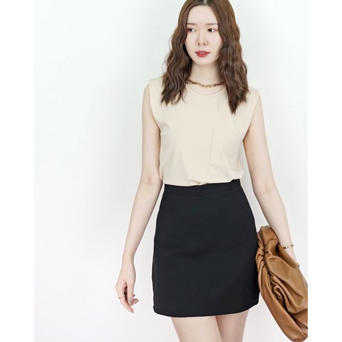 TORY BASIC MINI SKIRT-BLACK-S