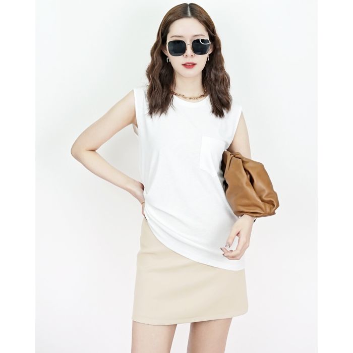 TORY BASIC MINI SKIRT-BEIGE-L