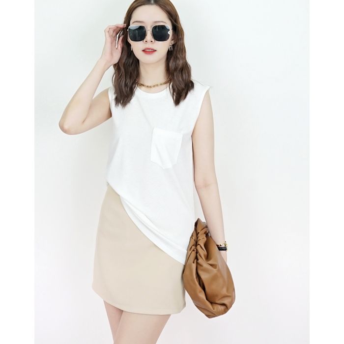 TORY BASIC MINI SKIRT-BEIGE-S