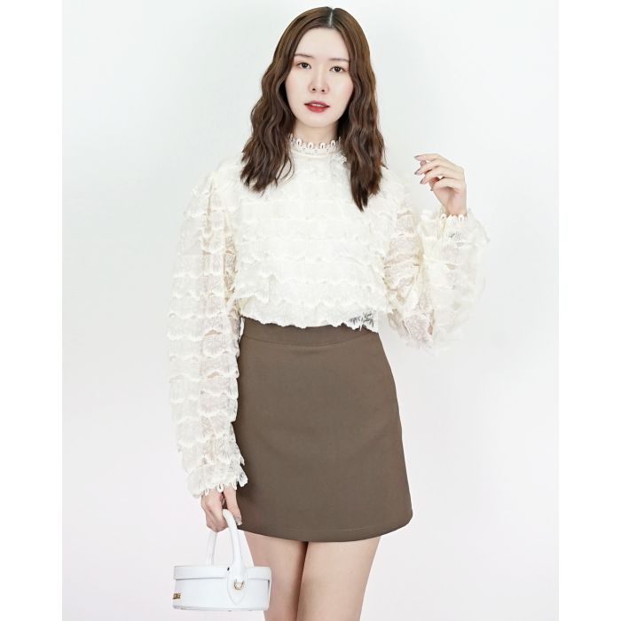 TORY BASIC MINI SKIRT-BROWN-M