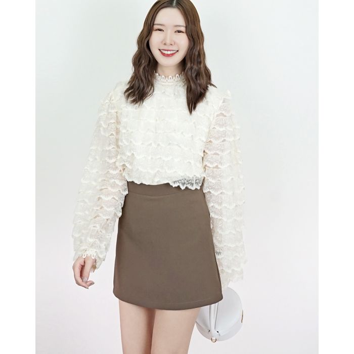 TORY BASIC MINI SKIRT-BROWN-L