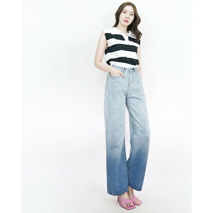 OMBRE STRAIGHT DENIM PANTS-S