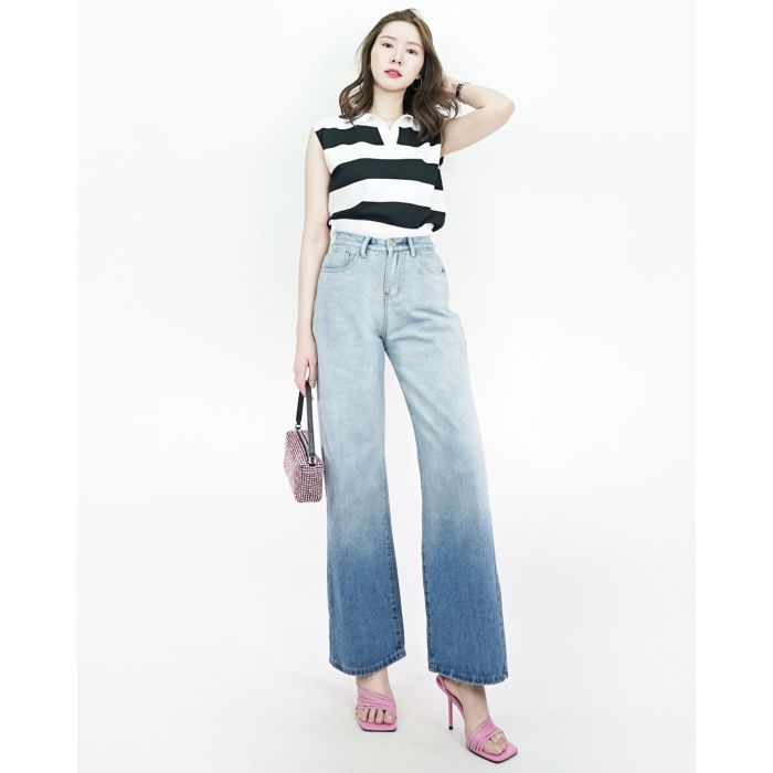 OMBRE STRAIGHT DENIM PANTS-M