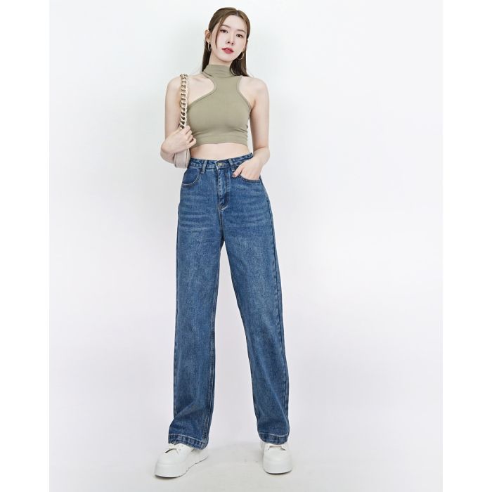 BAGGY DENIM PANTS-BLUE-S